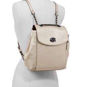 Coach Parker Convertible Backpack Metallic Gold with Dark Hardware